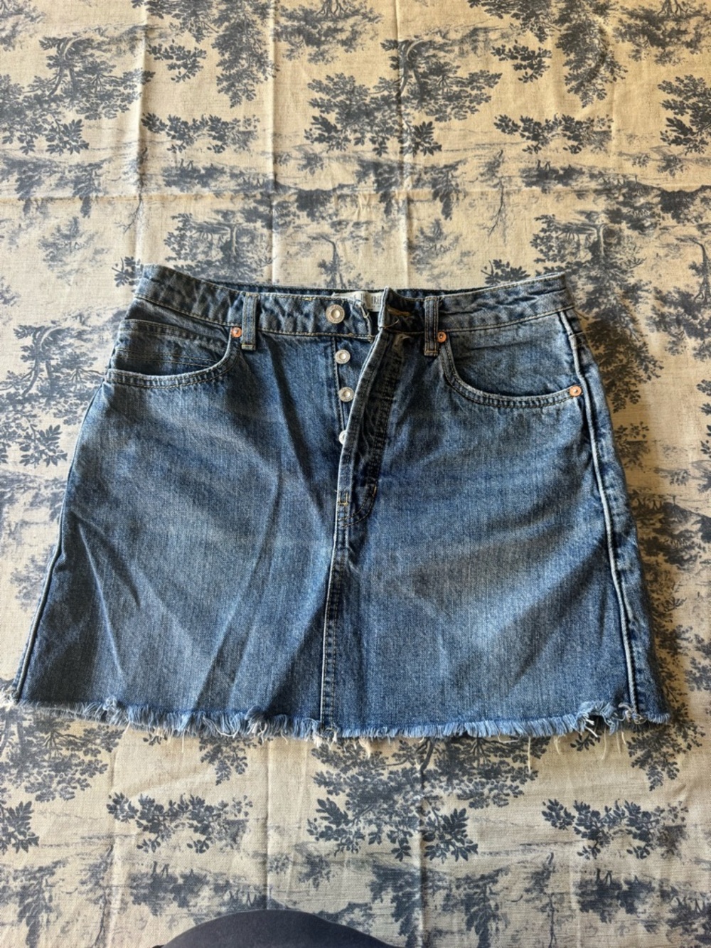 We The Free Button-Front Denim Mini Skirt - Dark Blue
